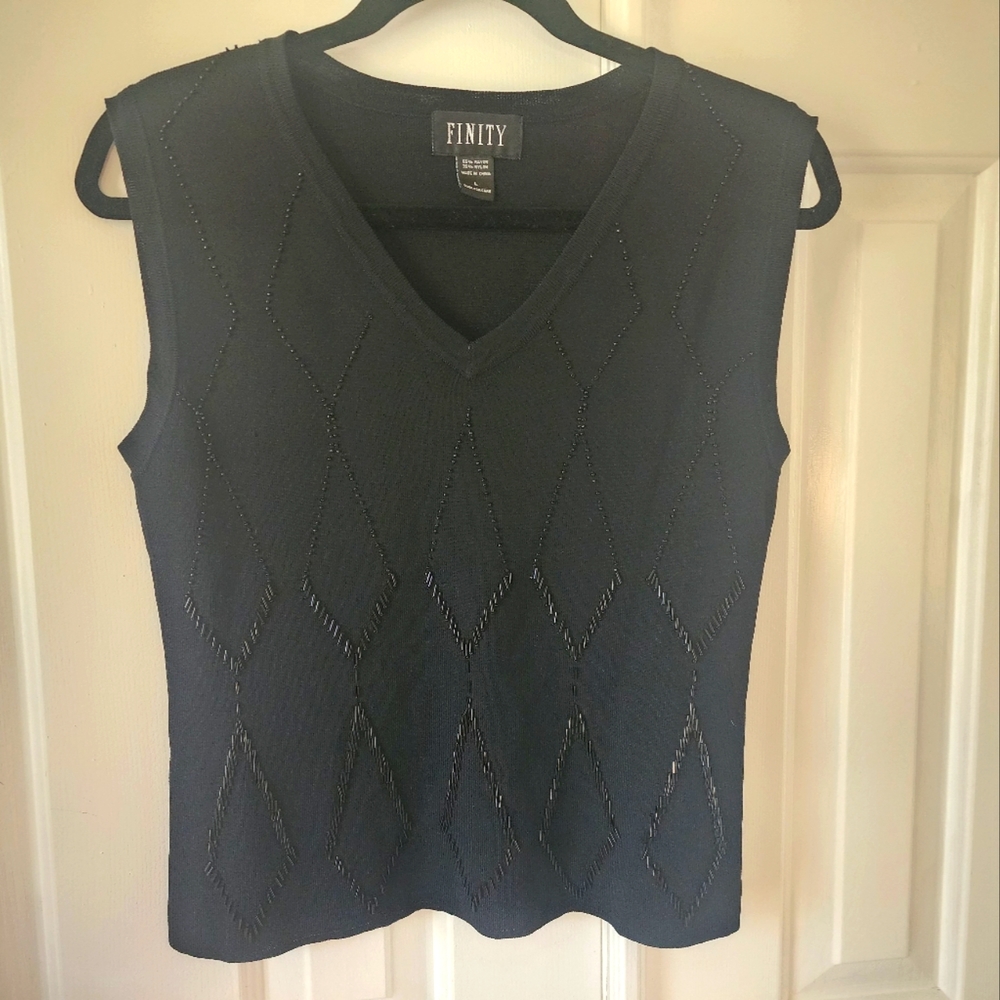 Finity formal black Sleeveless beaded top